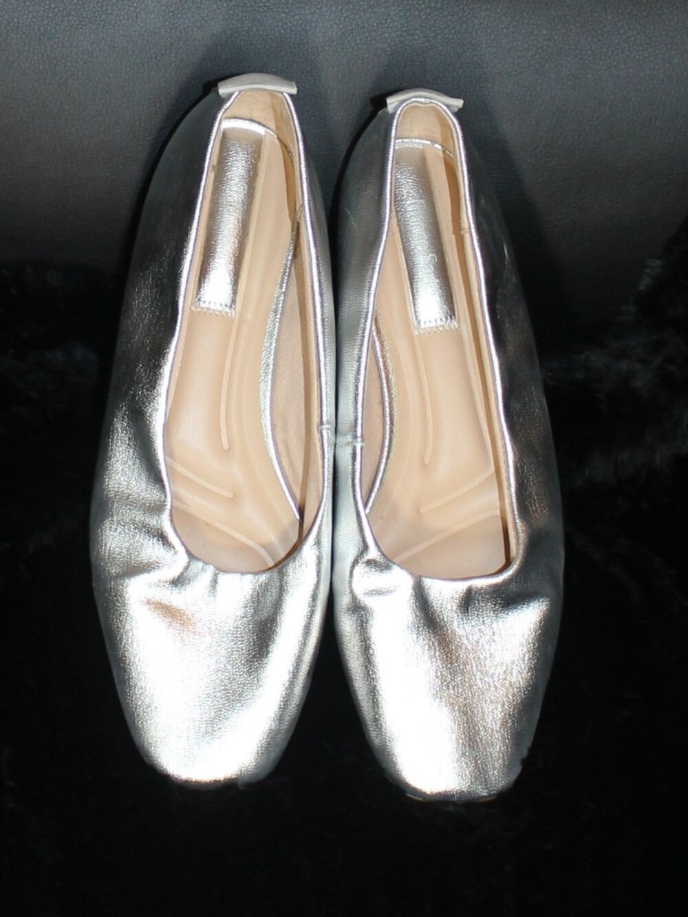 Franco Sarto Women's Vana Slip on Ballet Flat Loafer Flat Silver Metallic sz 9M